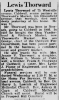 1946 Newark Evening News Obituary: Lewis Thorward